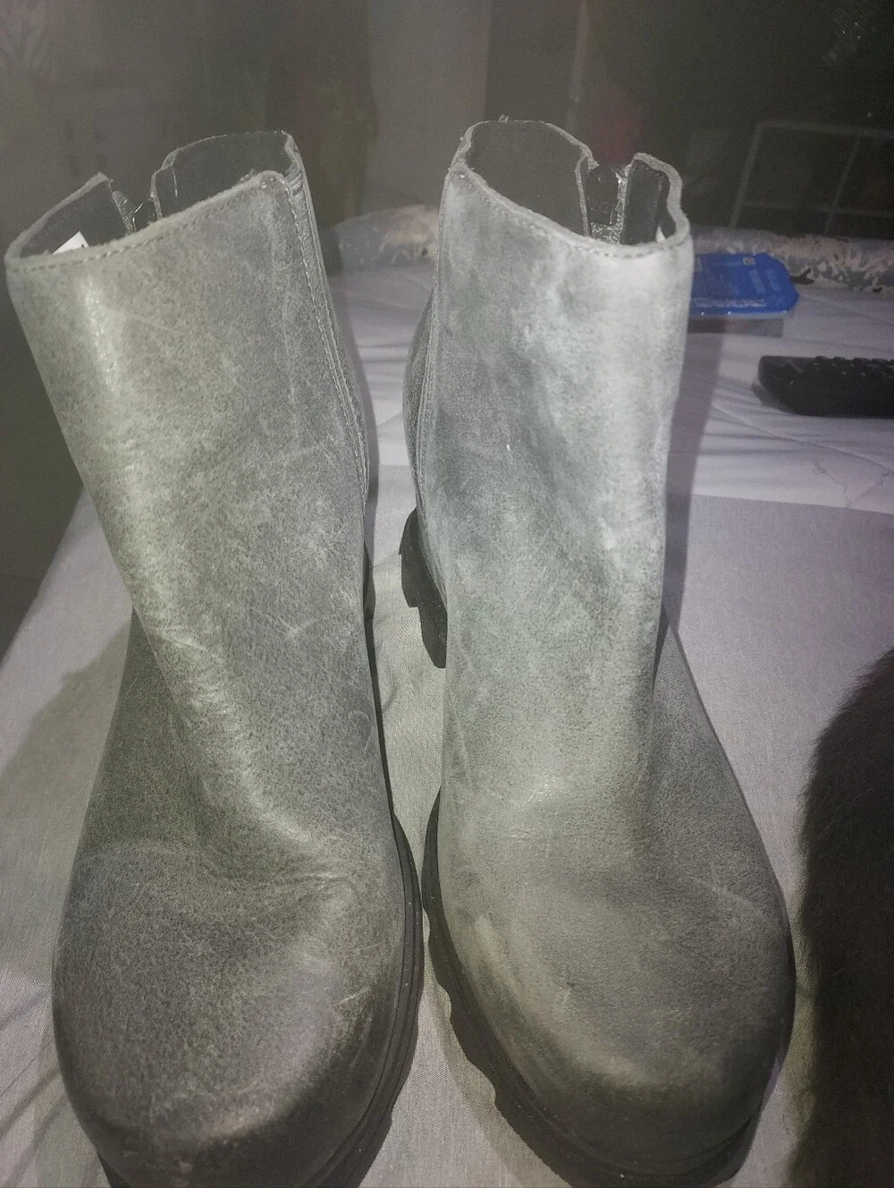 Sorel Gray Suede Platform Ankle Boots